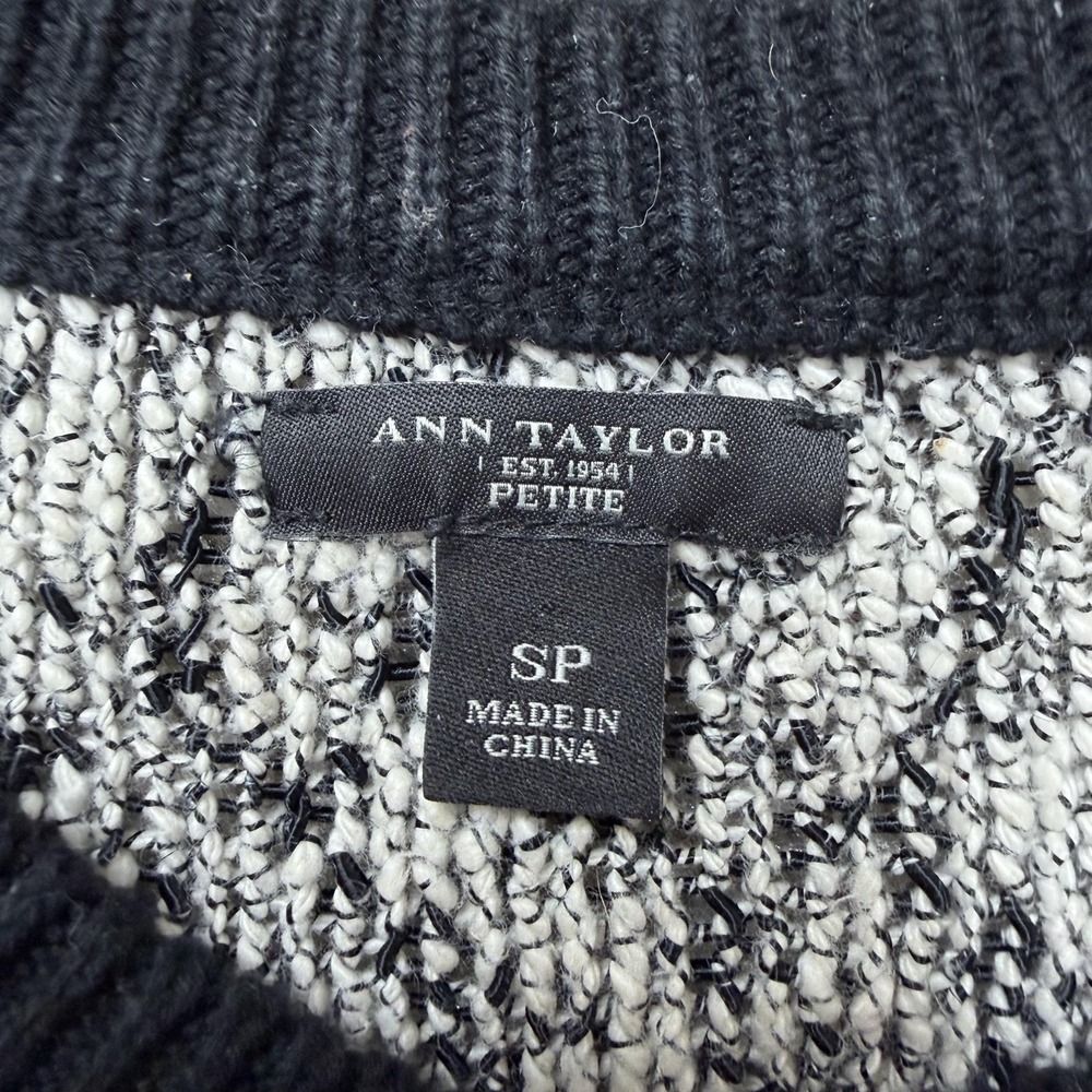 Ann Taylor Black & White Marled Short-Sleeve Cardigan - Picture 2 of 9